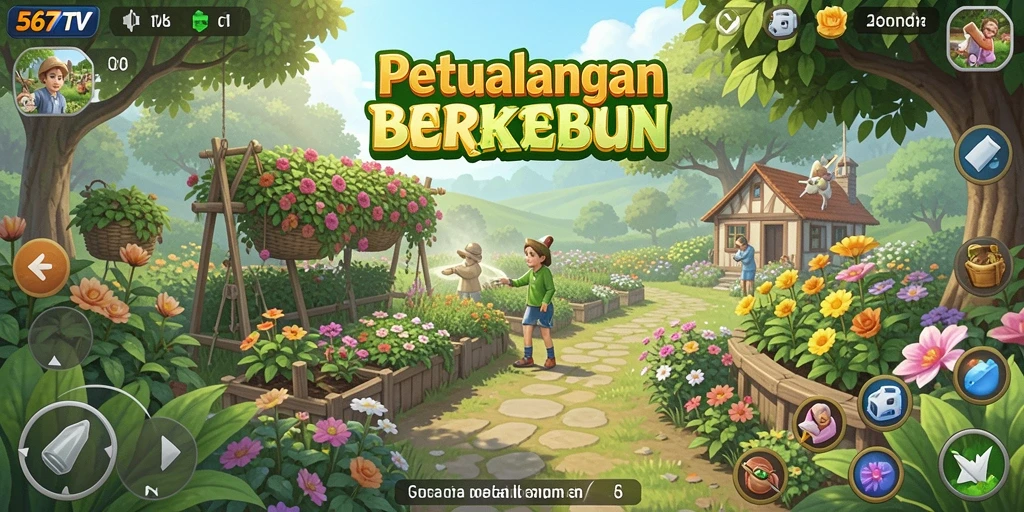 Gameplay <strong>567TV</strong> menampilkan aktivitas berkebun yang seru dan interaktif.