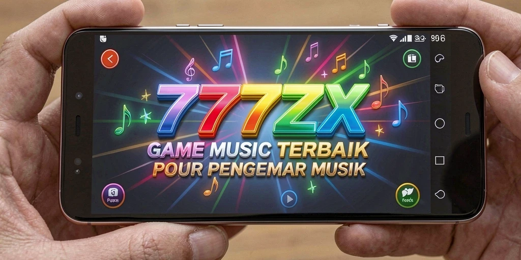 Screenshot utama 777ZX menampilkan pemain yang asyik memainkan game musik.