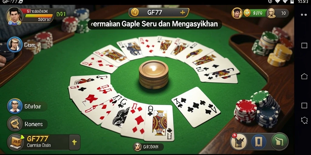 Screenshot gameplay GF777 menampilkan keseruan permainan Gaple.