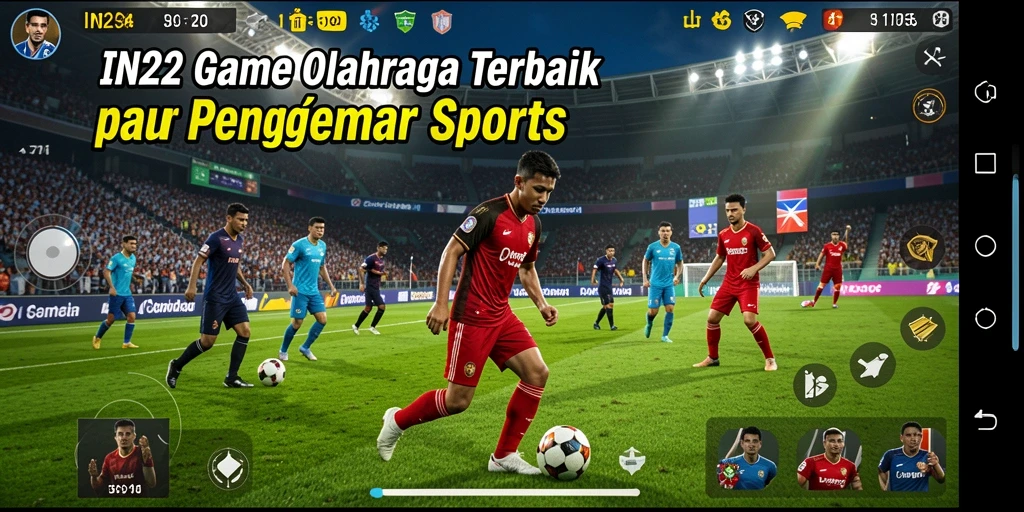 Tangkapan layar gameplay IN22 yang menampilkan aksi seru dalam pertandingan olahraga.