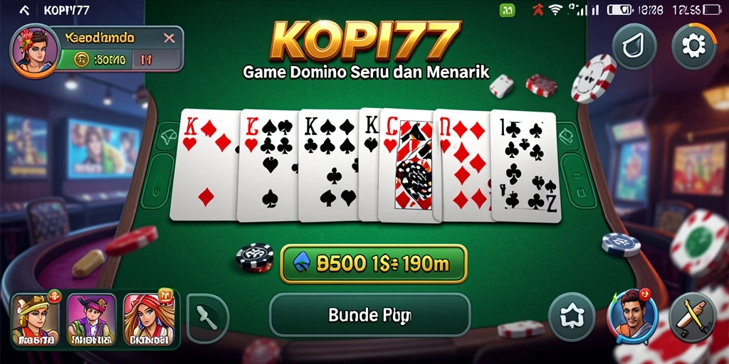 Tampilan gameplay seru di KOPI77, menampilkan aksi domino.