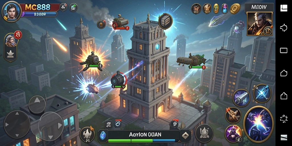 Tampilan gameplay MC888 yang seru dan penuh strategi Tower Defense.
