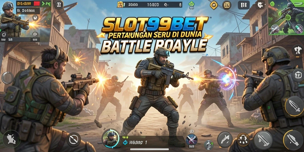 Tampilan gameplay SLOT99BET yang mendebarkan di arena Battle Royale.