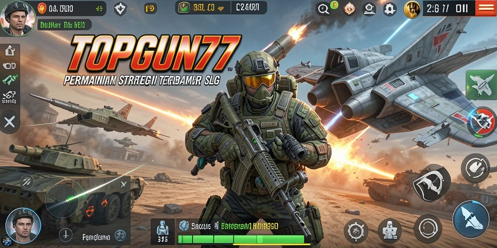 Screenshot gameplay <strong>TOPGUN77</strong> menunjukkan pertempuran strategis yang mendebarkan.